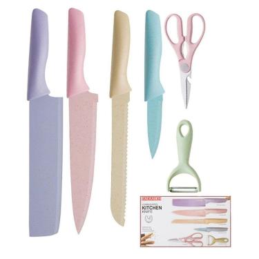 Imagem de Conjunto Facas Tesoura E Descascador 6 Peças Em Aço Carbono