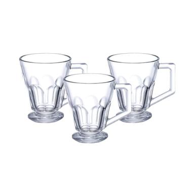 Imagem de Jogo C/3 Xícaras de Vidro Casablanca Transparente 185ml P/ Chá Café Bebidas