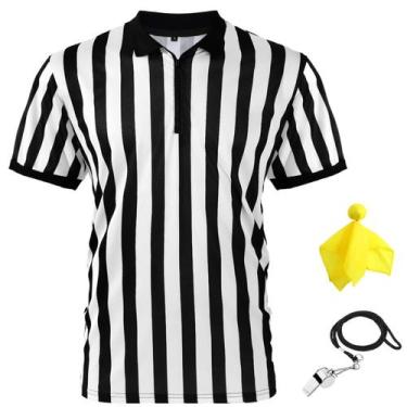 Imagem de Camisa de árbitro Syhood masculina Stripe Umpire Jersey + Whistle