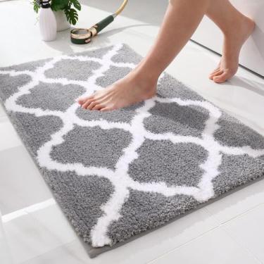 Imagem de Tapete de banho OLANLY de microfibra macia e absorvente 60x40cm cinza