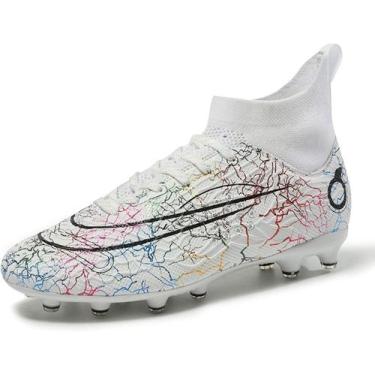 Imagem de Tênis de futebol masculinos de futebol com pontas longas, couro e borr