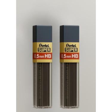 Imagem de Kit 2 Grafite Un Hi-Polymer 0.5mm Escola e Escritório - Pentel, Preto