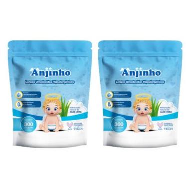 Imagem de Kit C2 Lenço Umedecido Com 300 Refil Azul - Anjinho - Parentex Ind E C