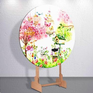 Imagem de Painel Redondo Jardim Encantado Capa Sublimada de Festa Tamanho Grande