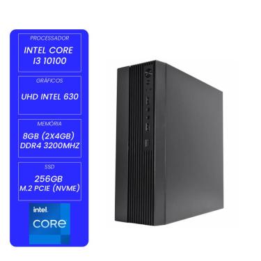 Imagem de Computador CertoPC Compact II Intel 1028 AS Core i3 10100 UHD Intel 630 8GB DDR4 256GB SSD S/ Fan Windows 11 Pro
