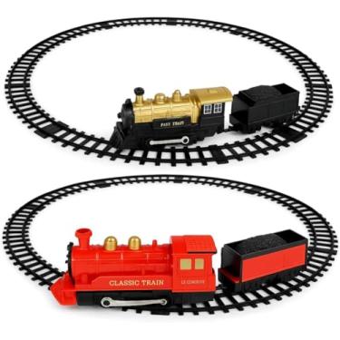 Imagem de Locomotiva Trem Grande Super Trilhos Brinquedo Infantil Com Luzes e Solta Fumaça