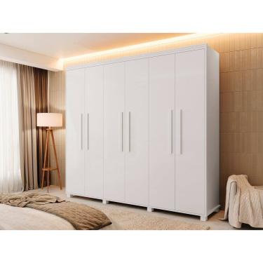 Imagem de Guarda Roupa 6 Portas 4 Gavetas Madri Branco Camas Fênix