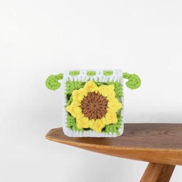 Imagem de Bolsa de moedas feita à mão, bolsa de moedas pequena de crochê para mulheres, mini porta-moedas com cordão para moedas, chaves, Branco, Casual