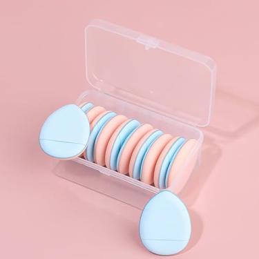 Imagem de Pacote com 10 esponjas de dedo encaixotadas para uso seco e molhado base puff mini almofada rosa esponja de maquiagem ponta de dedo pó puff azul BLC366-04