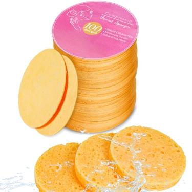 Imagem de Esponjas de spa cosméticas 100% naturais comprimidas, celulose, 50 unidades para limpeza facial, máscara esfoliante, remoção de maquiagem