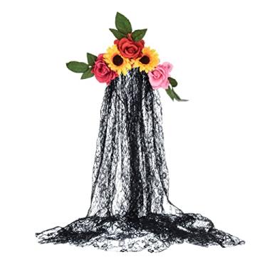 Imagem de DDDazzling Chapéu Mexicano Coroa de Fera Floral Dia dos Mortos Coroa Floral Halloween Floral, Multicoloured, One Size