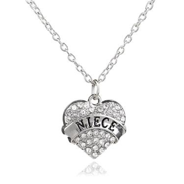 Imagem de Colares de sobrinha com pingente de coração de strass para sobrinha, presentes de tio tia a sobrinhas, presente, One Size, Aço inoxidável, Sem Pedra Preciosa