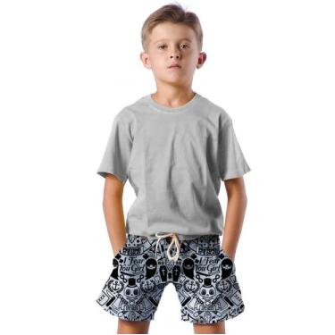 Imagem de Shorts Infantil Bermuda Calção Praia Verão I Fear You Girl 321 - SMOKE
