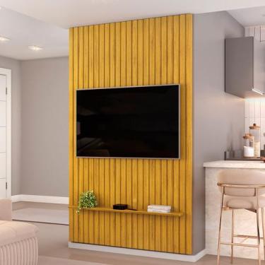 Imagem de Painel Ripado Para TV 60 Pol Sala Quarto 143x240cm Lexa D05 Cedro - Ly