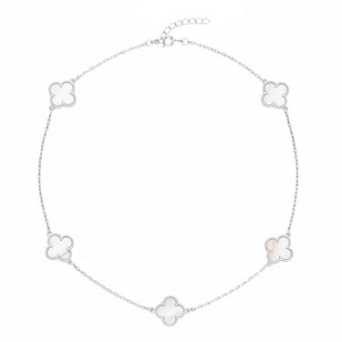 Imagem de VIRENZA Colar Choker Trevos Branco Virginia Folheada Prata 925