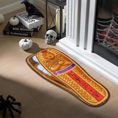 Imagem de Rugendary Tapete de caixão de sarcófago egípcio tapete de túmulo de múmia estilo faraó decoração para quarto, sala de estar, tema de história antiga, tapete antiderrapante 3 x 6