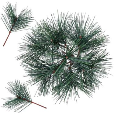 Imagem de CRASPIRE 30 peças de agulhas de pinheiro de Natal artificiais ramos de pinheiro verde escuro plantas de plástico falso folhas raminhos decorativos galhos para guirlanda de árvore de Natal guirlanda