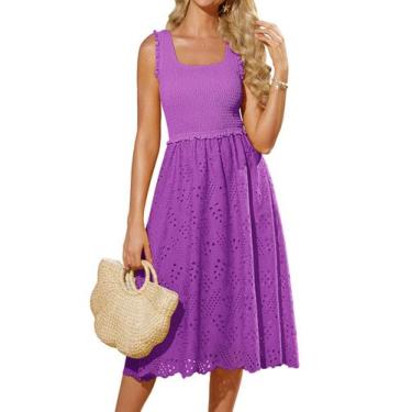 Imagem de Vestido GRACE KARIN Spring 2025 sem mangas bordado lavanda L