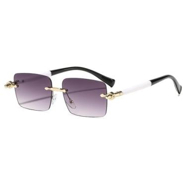 Imagem de Óculos de Sol Femininos Retrô Sem Armação com Lentes Degradê em Cores Contrastantes, Modernos e Ver
