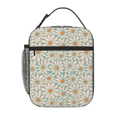 Imagem de Lancheira com isolamento de flor verde, lancheira infantil para meninas, meninos, adolescentes, lancheira para crianças, bolsa térmica com bolso frontal para mulheres e homens, lancheira reutilizável