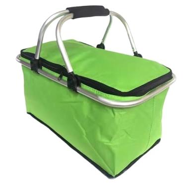 Imagem de Cesta Piquenique Térmica e Dobrável, Bolsa Térmica para Praia e Camping, Prática para Transportar Alimentos e Bebidas(Verde)