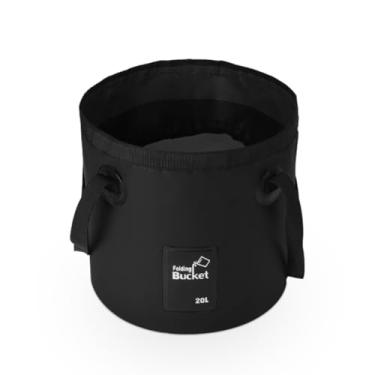 Imagem de Tuxihapp Balde dobrável de 5 galões com alça, recipiente portátil de armazenamento de água de carro de PVC, lavatório leve à prova de vazamento para lavagem de carro, acampamento, pesca, sobrevivência