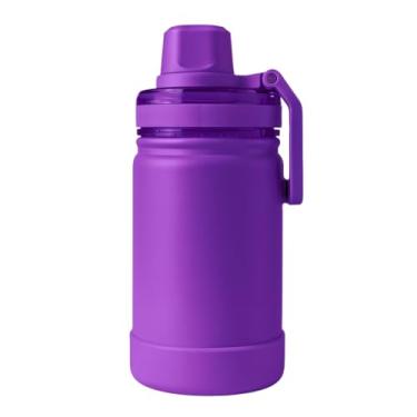 Imagem de Garrafa Térmica Inox 350ml com Canudo, Alça Ergonômica e Base de Borracha Antiderrapante (Roxo)