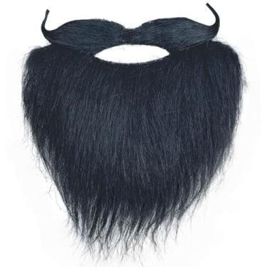 Imagem de Fantasia de barba falsa, fantasia novidade barba bigode Halloween cosplay festa barba fantasia para adultos homens mulheres, Touradas - preto, Middle