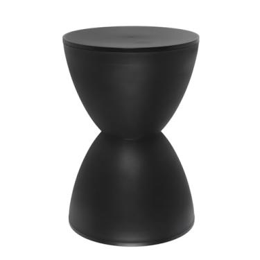 Imagem de Asixxsix Banqueta Moderna Em Forma de Ampulheta, Banqueta de Mesa Redonda para Troca de Sapatos Com Material PP Premium, 43x30cm, Mesa de Tambor de Destaque para Decoração de Casa (BLACK)