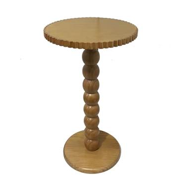 Imagem de Mesa lateral redonda com borda ranhurada – mesa de destaque pequena com perna de madeira maciça – mesa de bebida moderna de 30,5 cm, mesa de cabeceira para quarto, sala de estar, escritório e cantos