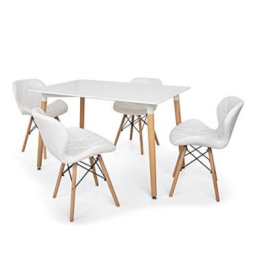 Imagem de Kit Mesa Jantar Eiffel 120x80 Branca + 04 Cadeiras Slim - Branca