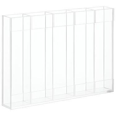 Imagem de Organizador de canudo de 5 compartimentos, suporte de canudo de armário de acrílico, design vertical, longa duração, fácil instalação, compacto