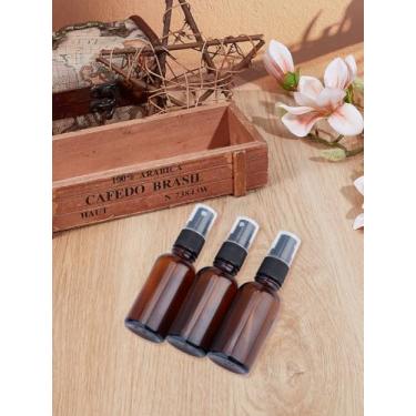 Imagem de 3 frascos de spray de perfume de amostra de vidro, frasco recarregável de 30 ml marrom coco com tampa de plástico, atomizador de névoa fina para soluções de limpeza de óleos essenciais cosméticos