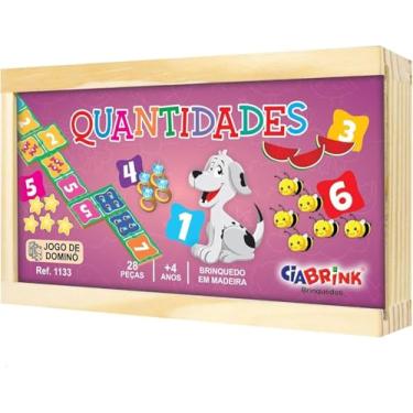 Imagem de Jogo de Dominó Quantidades em Madeira 28 Peças, para Crianças +4 Anos, Multicolor