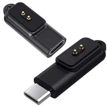 Imagem de Disscool Base de carregamento de substituição compatível com Xiaomi Band 10/10 NFC/9/9 Pro/8 Active/8 Pro/Band 2, adaptador de suporte de carregador de smartwatch tipo C macho para Famale (preto/2