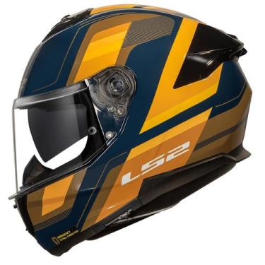 Imagem de Capacete Masculino LS2 FF808 Vintage Laranja Bicomposto Moto, Azul Lar