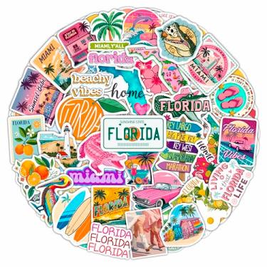 Imagem de 100 adesivos e decalques da Flórida para bagagem, à prova d'água - lembrancinhas e decorações de festa do estado da Flórida, presentes - adesivos FL State para garrafa de água - presente para mulheres