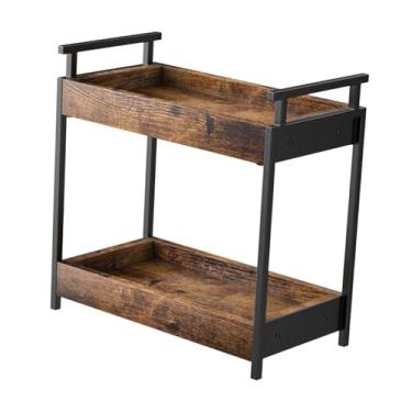 Imagem de WeiLaiKeQi Organizador da estação de café para, prateleira de madeira de 2 camadas, suporte para decoração de moda, caddy de armazenamento de cozinha