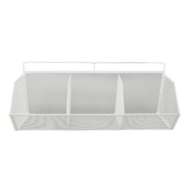 Imagem de GLOGLOW Cesto de Armazenamento Pendurado, Organizador de Arame de Metal de Montagem Em 3 Grade Com Abertura Inclinada para Lavanderia de Banheiro de Cozinha, 15 X 3,9 X 5,9 Polegadas Sem (Branco)