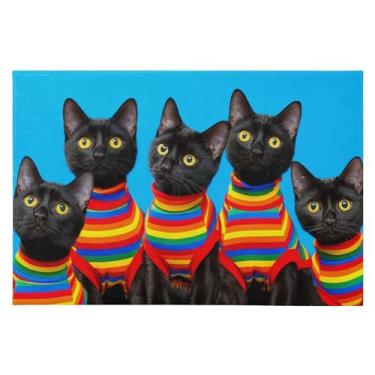 Imagem de CEBUGI Tapete de área 60 x 90 cm macio lavável tapete antiderrapante com suporte de borracha tapetes de área de gatos pretos para sala de estar, quarto, decoração de casa