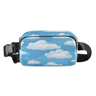 Imagem de CEBUGI Pochetes de caminhada para homens, mulheres, nuvens brancas, modernas, resistentes à água, com cinto ajustável para treino, viagem, corrida