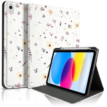 Imagem de Lyfatz Capa para iPad 11th (A16) 27.9 cm 2025/10ª geração 10.9 cm 2022, flores fofas, floridas, elegante, design estético, capa protetora com suporte para lápis, antiderrapante, antichoque - floral