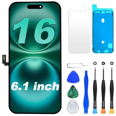 Imagem de DIGI4U Substituição de tela LCD para iPhone 16, 6,1 polegadas [3D Touch] [pequeno notch] Tela para montagem digitalizador de tela iPhone 16, com ferramentas de reparo para iPhone 16 LCD