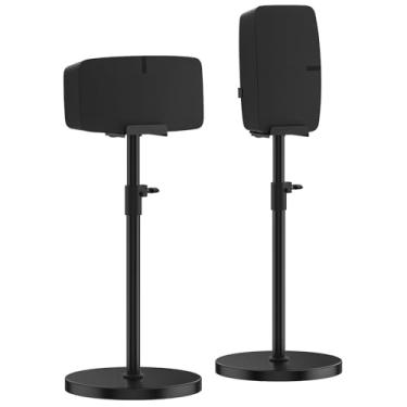 Imagem de Par de suporte de alto-falante ajustável em altura para Sonos Five & Play 5 Suporte vertical e horizontal - Suporte de piso resistente para Sonos Play 5 Gen 2 e Sonos Five com gerenciamento de cabos