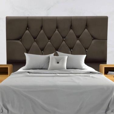 Imagem de Cabeceira Solteiro Cama Box Estofada 90 Cm Suede Lisboa Marrom