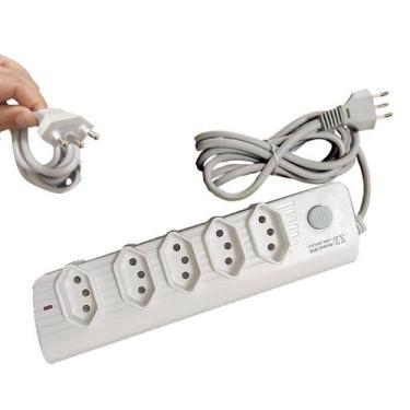 Imagem de Extensão Elétrica 5 Tomadas Botão LIGA/DESLIGA  3 METROS - BOX7