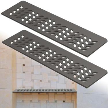 Imagem de Teenyyou 2 peças de nicho de chuveiro de alumínio prateleira retangular bronze 5/32"/4 mm de espessura, design de pétala, acabamento de bronze fosco para nichos pré-fabricados de 30,5 cm, serve para