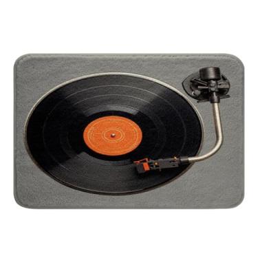 Imagem de Disco de vinil tapetes de banheiro cartão de CD tapetes de banho para banheiro para crianças disco música tapetes de banho para banheira de chuveiro cinza preto acessórios de banheiro decoração 20" x 32"