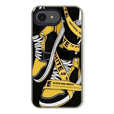 Imagem de Cairiocoin Capa de telefone da marca de calçados esportivos compatível com iPhone 16E capa de 6,1 polegadas, tênis clássicos Cool Ins Off etiqueta branca ou preta estética antiderrapante à prova de