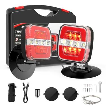 Imagem de Luz de reboque magnética sem fio, recarregável, luzes traseiras de reboque de LED, luzes universais de volta/freio/ré, placa de carro para caminhões, trailers, trailers, barcos, UTV, quadriciclo